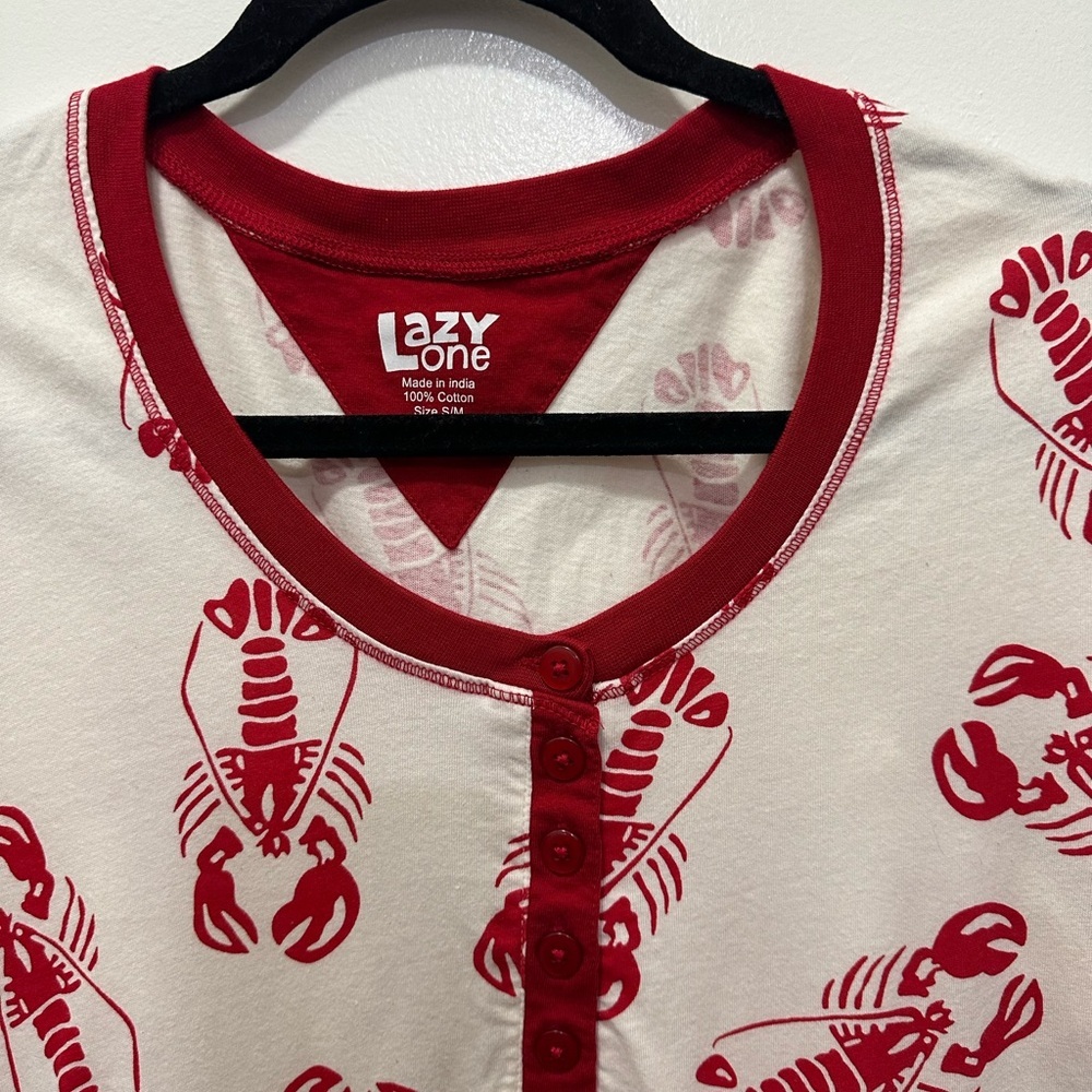 Lazy One Red Lobster Print Women's Pajama Dress Sz S/M - Picture 3 of 6